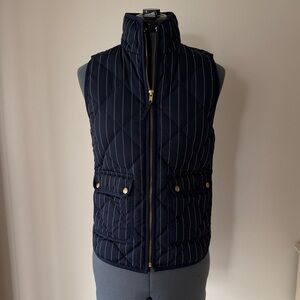J. Crew Navy Pinstripe Quilted Women's Vest